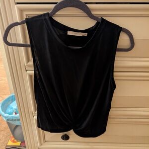 Lush Black Twist-Front Tank Top